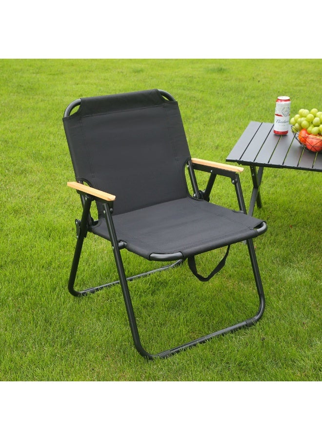 HXDream Folding Camping Chair,2 Pack Outdoor Folding Chair,Portable Lightweight Beach Chair,Suitable for outdoor camping, traveling, picnics(Black) - Image 4